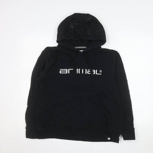 Animal Womens Black Hoodie UK 14 Pullover Cotton Blend Casual
