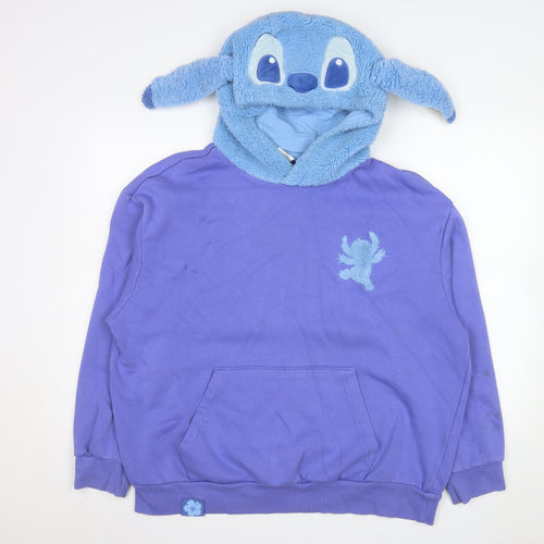 Disney Women Purple Stitch Hoodie XL Pullover Hooded Sweatshirt
