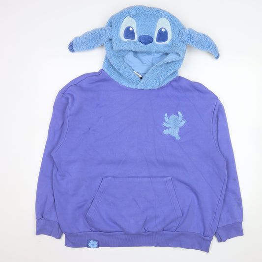 Disney Women Purple Stitch Hoodie XL Pullover Hooded Sweatshirt