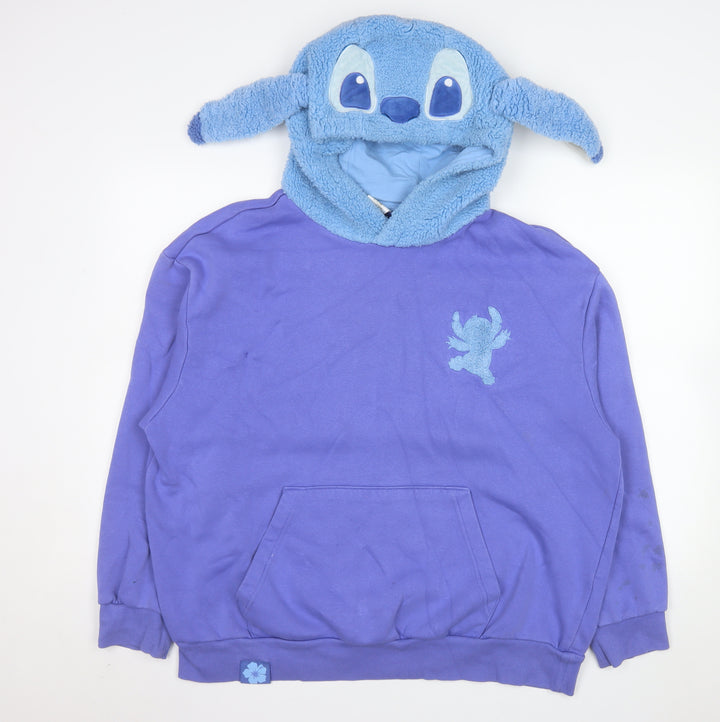 Disney Women Purple Stitch Hoodie XL Pullover Hooded Sweatshirt