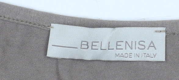 Bellenisa Women’s Beige Orange Retro Knee Length Fit & Flare Dress XL