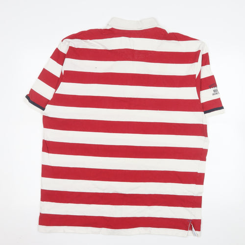 Puerto Cortes Men's Red White Striped 2XL Cotton Polo Shirt