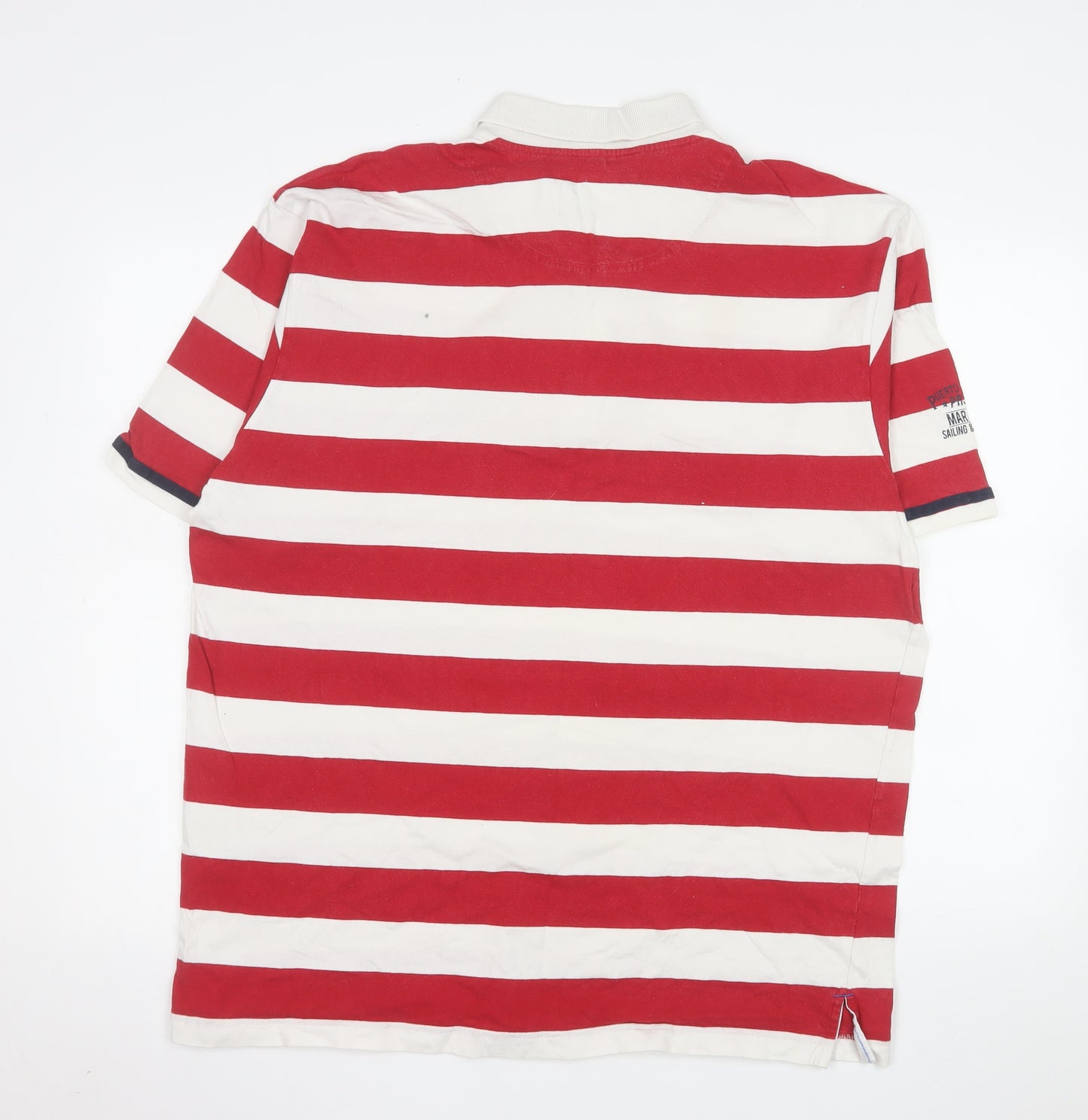 Puerto Cortes Men's Red White Striped 2XL Cotton Polo Shirt