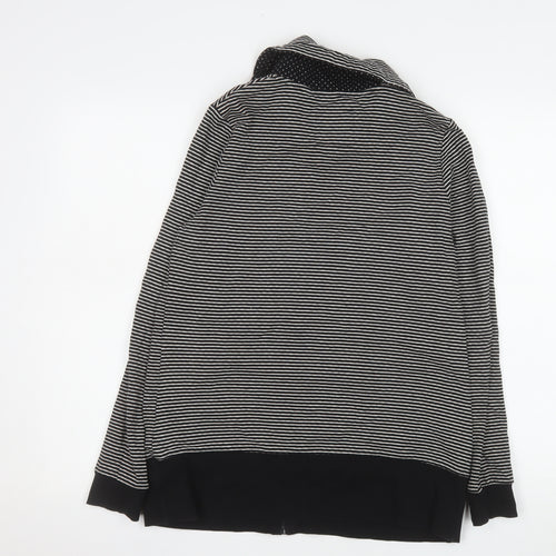 Dash Women Black Striped Cotton Zip Jacket Size 10