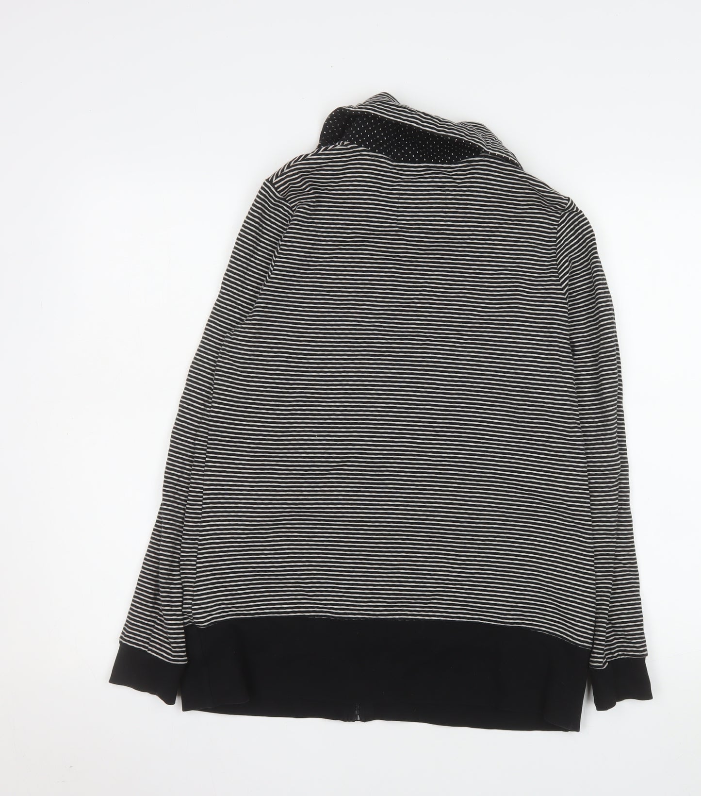 Dash Women Black Striped Cotton Zip Jacket Size 10
