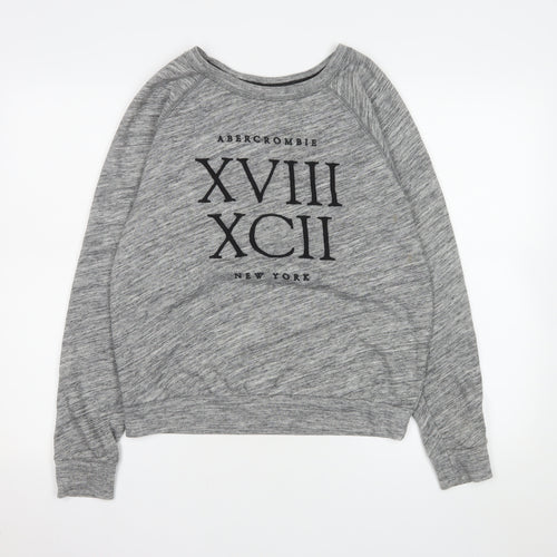 Abercrombie & Fitch Men's Grey Crew Neck Long Sleeve Sweatshirt M