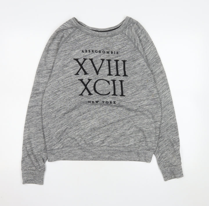 Abercrombie & Fitch Men's Grey Crew Neck Long Sleeve Sweatshirt M