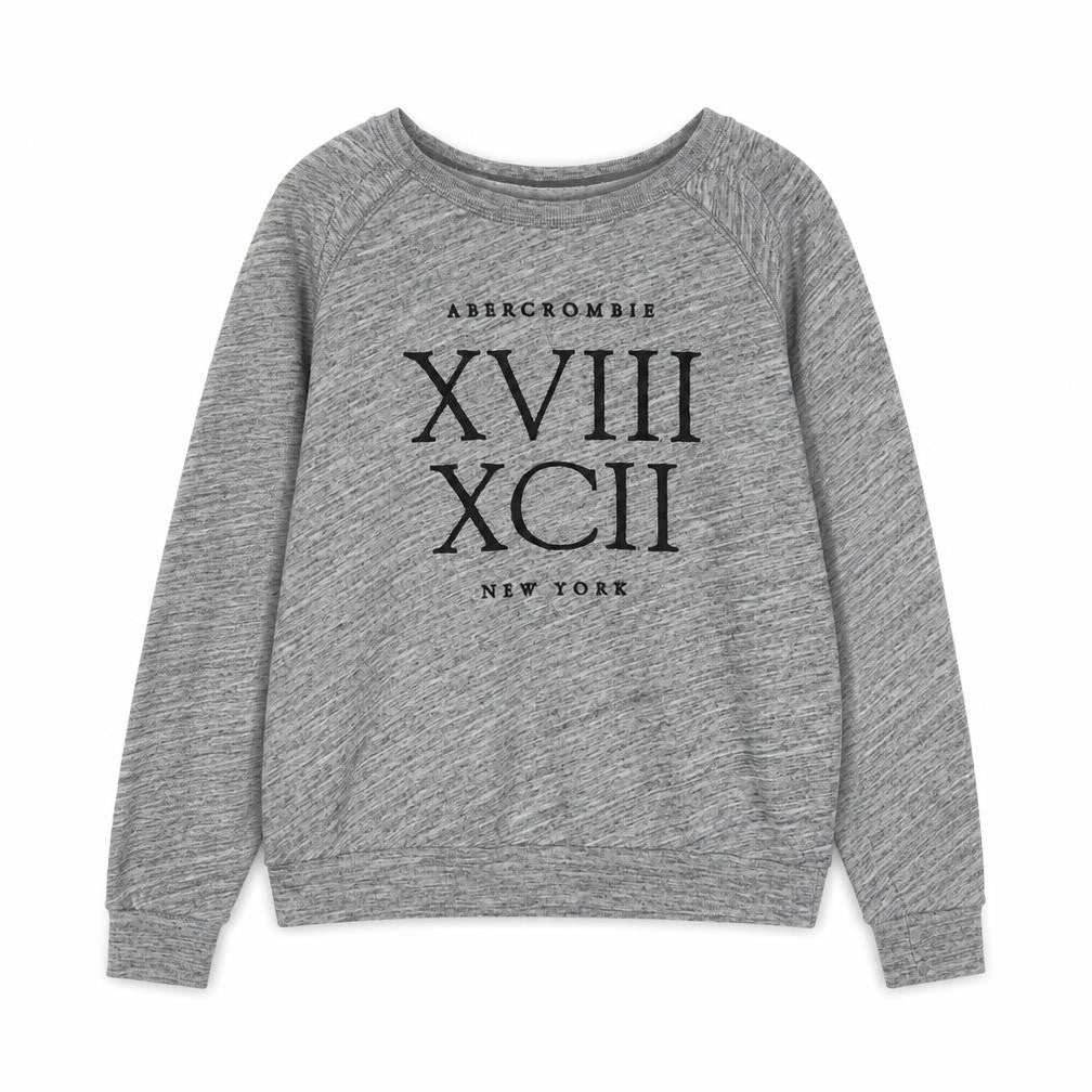 Abercrombie & Fitch Men's Grey Crew Neck Long Sleeve Sweatshirt M