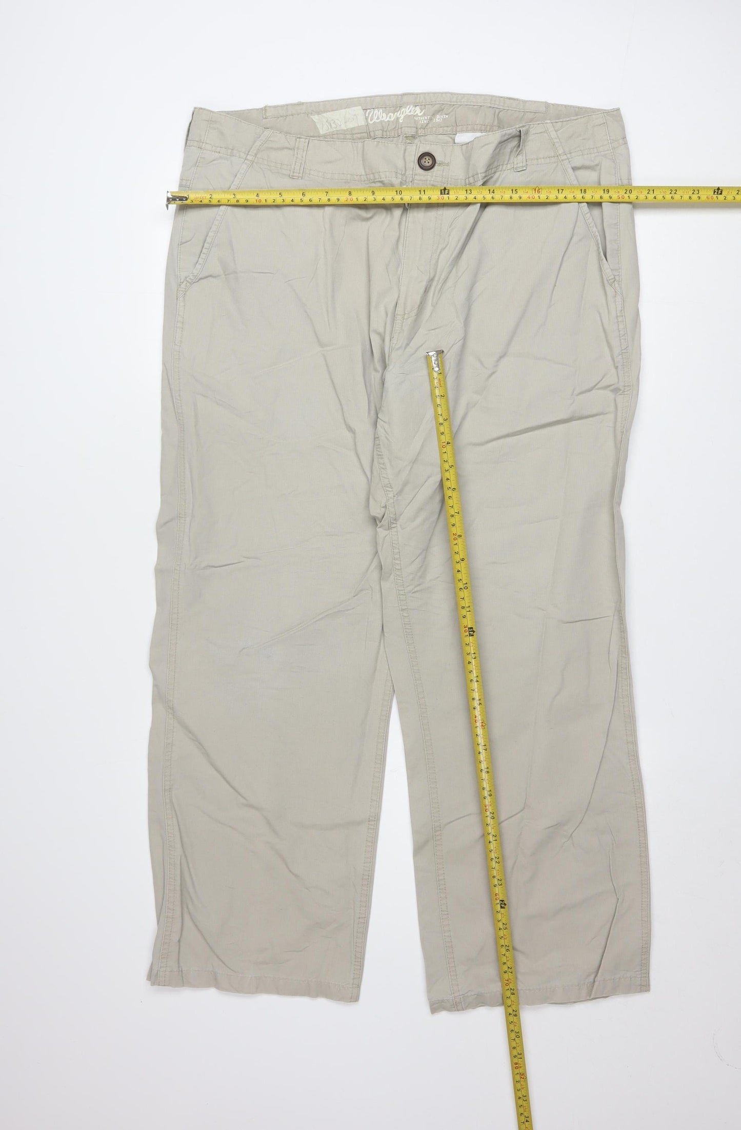 Wrangler Men's Beige Chino Trousers W38 L34 Regular Fit
