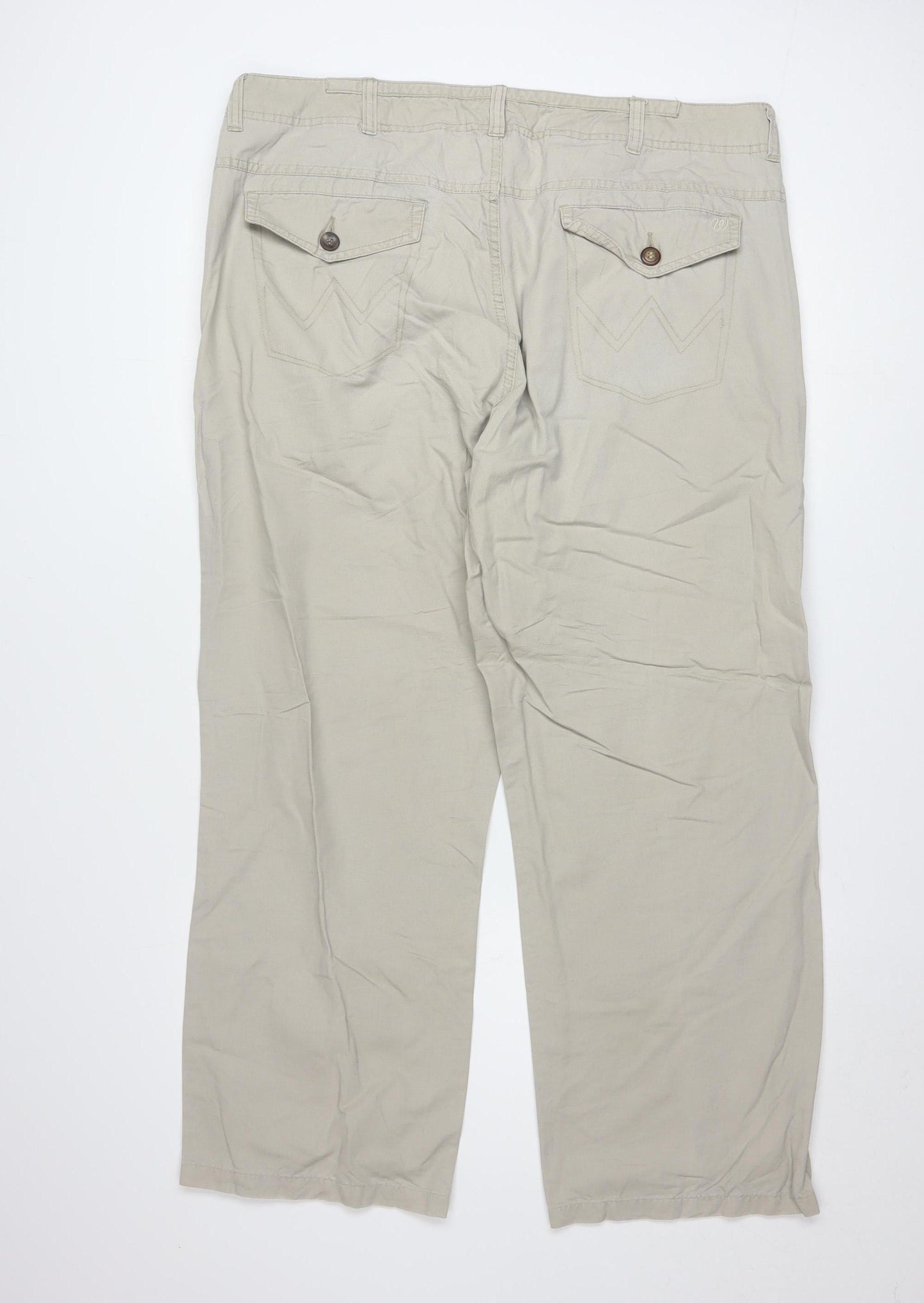 Wrangler Men's Beige Chino Trousers W38 L34 Regular Fit