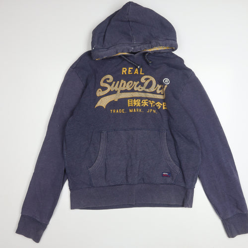 Superdry Men's Blue 2XL Pullover Hoodie with Logo Print
