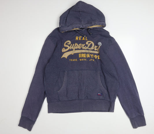 Superdry Men's Blue 2XL Pullover Hoodie with Logo Print