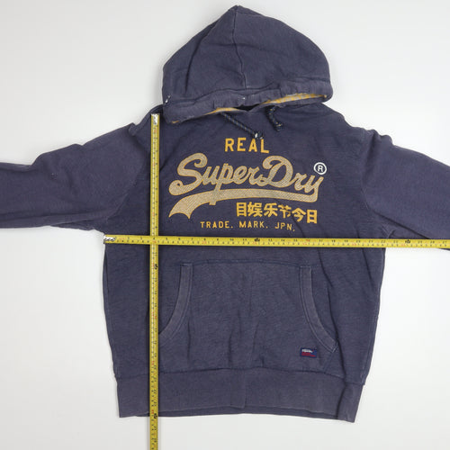 Superdry Men's Blue 2XL Pullover Hoodie with Logo Print
