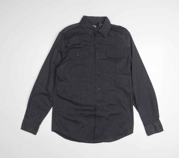 Wrangler Men's Black Long Sleeve Button-Up Shirt S Regular Fit