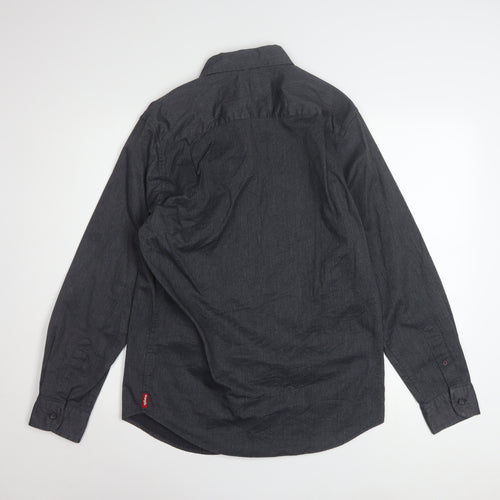 Wrangler Men's Black Long Sleeve Button-Up Shirt S Regular Fit