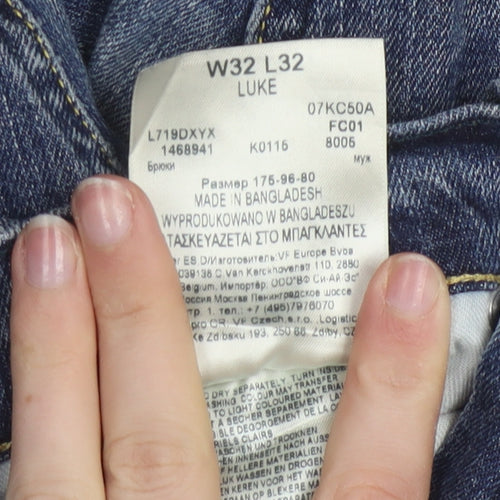 Lee Men's Blue Luke Regular Fit Straight Denim Jeans W32 L32