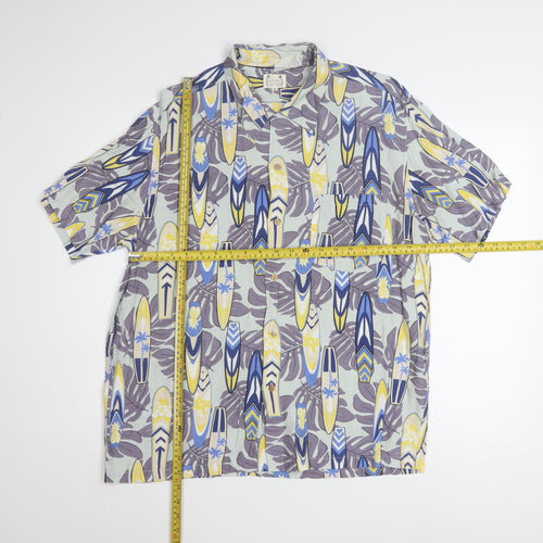 Kearney House Men's Blue Hawaiian Short Sleeve Shirt L Cotton