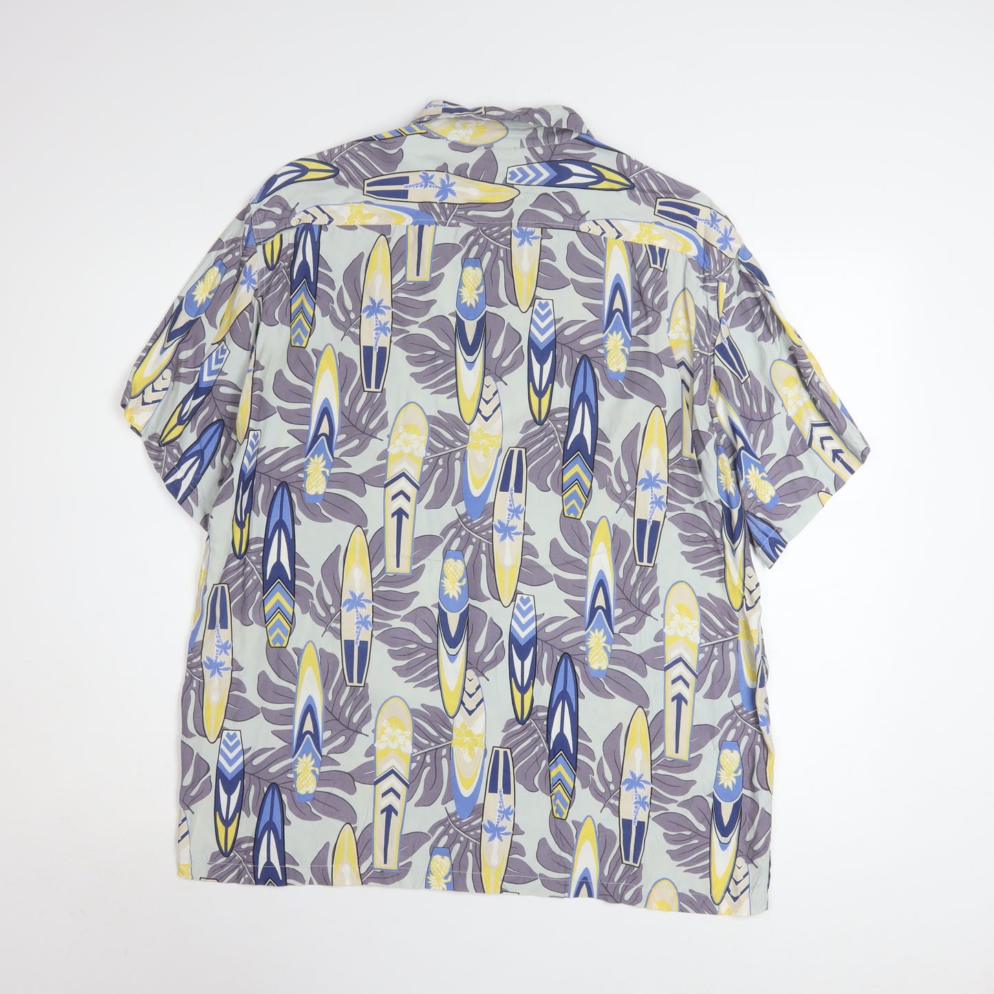 Kearney House Men's Blue Hawaiian Short Sleeve Shirt L Cotton