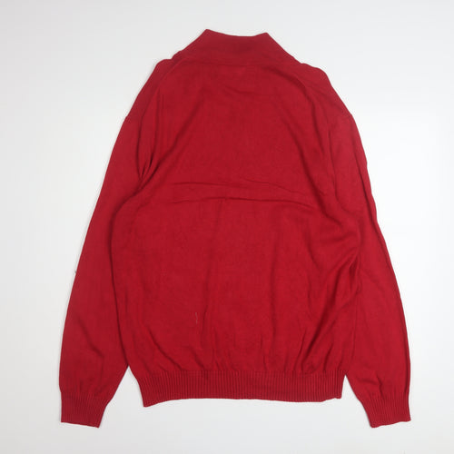 Nautica Men's Red Cotton Half Zip Jumper XL Classic Knit