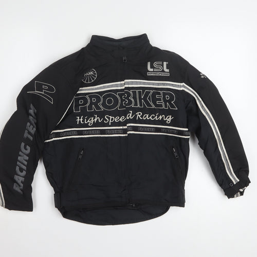 Probiker Boys Black XS Motorcycle Racing Jacket with Embroidered Logos