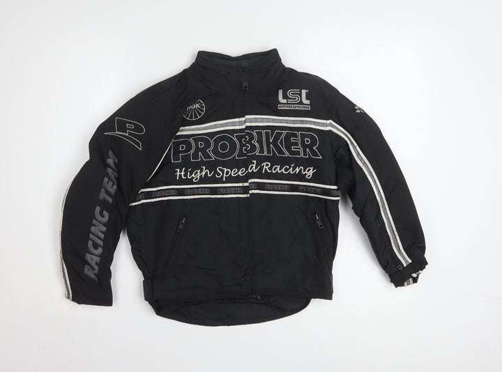 Probiker Boys Black XS Motorcycle Racing Jacket with Embroidered Logos