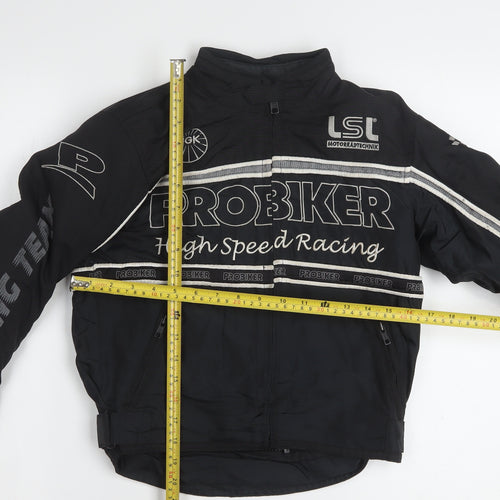 Probiker Boys Black XS Motorcycle Racing Jacket with Embroidered Logos