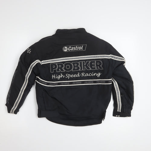 Probiker Boys Black XS Motorcycle Racing Jacket with Embroidered Logos