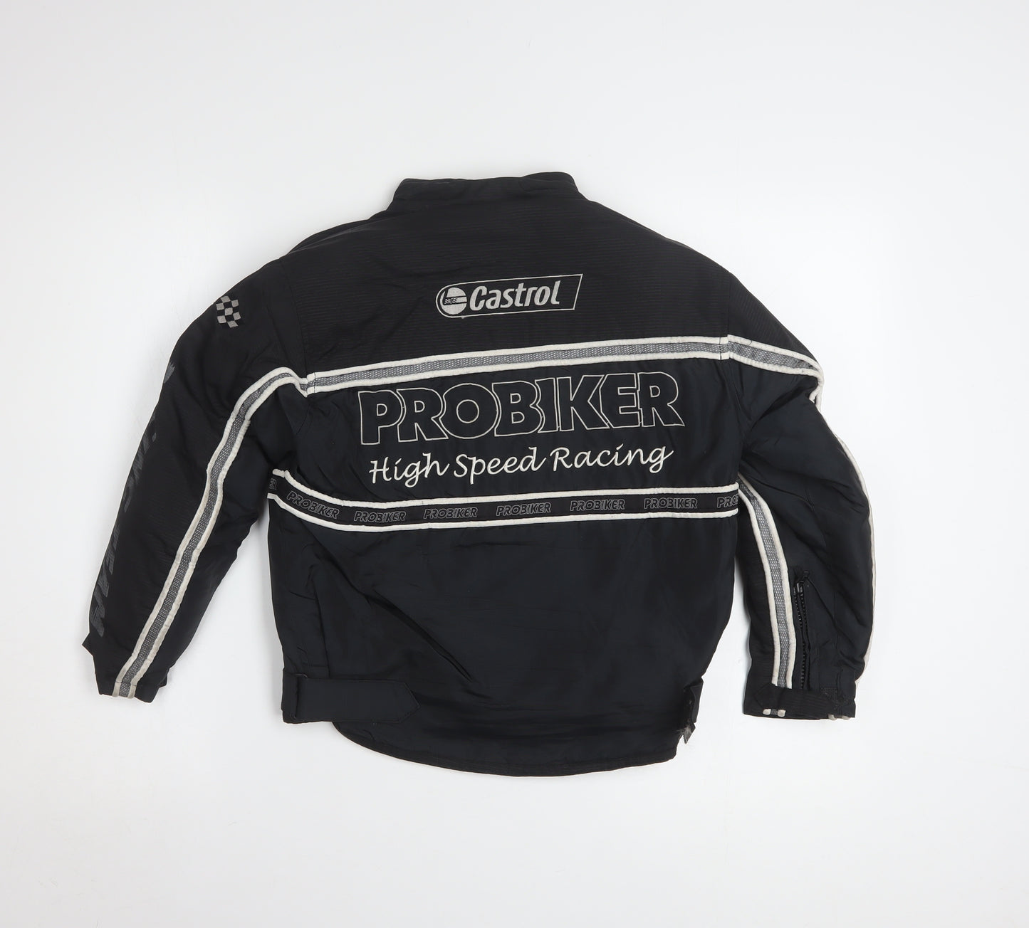 Probiker Boys Black XS Motorcycle Racing Jacket with Embroidered Logos