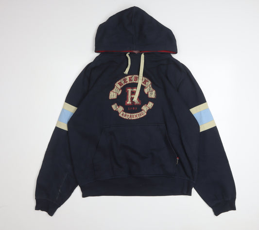 Reebok Men's Blue Pullover Hoodie L Fleece Sports Logo Vintage