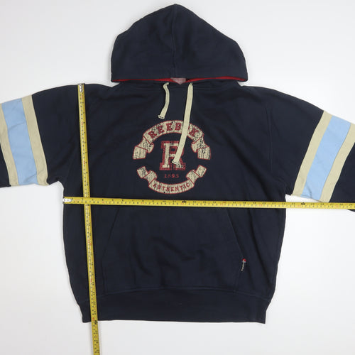 Reebok Men's Blue Pullover Hoodie L Fleece Sports Logo Vintage