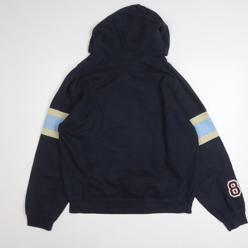 Reebok Men's Blue Pullover Hoodie L Fleece Sports Logo Vintage