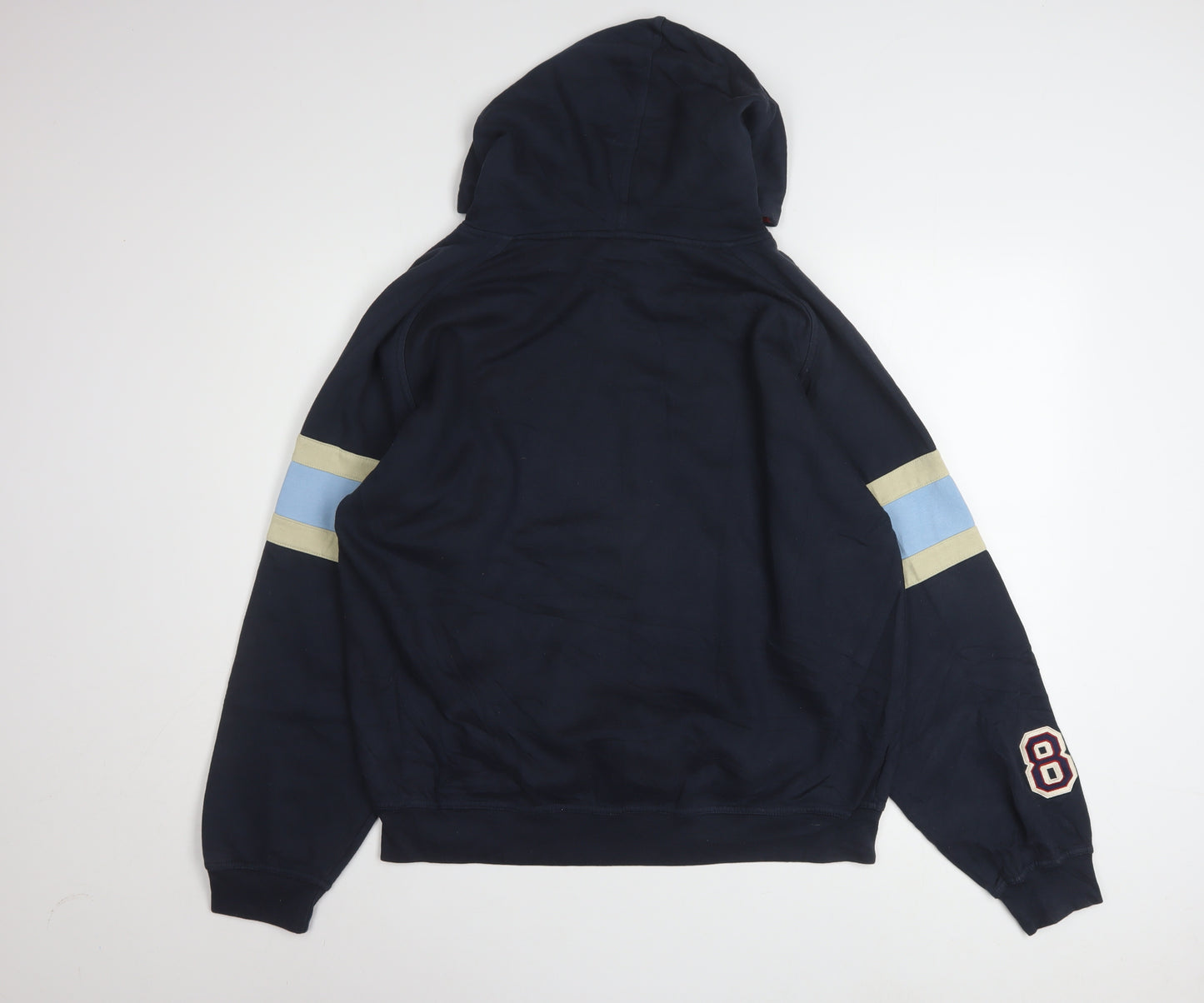 Reebok Men's Blue Pullover Hoodie L Fleece Sports Logo Vintage