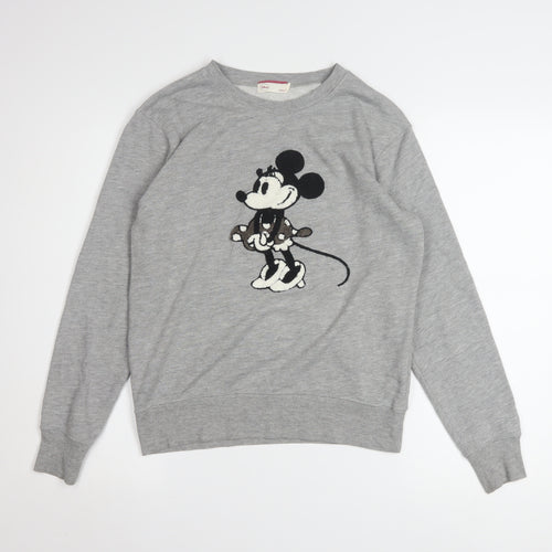 Disney Women Grey Minnie Mouse Pullover Sweatshirt Medium