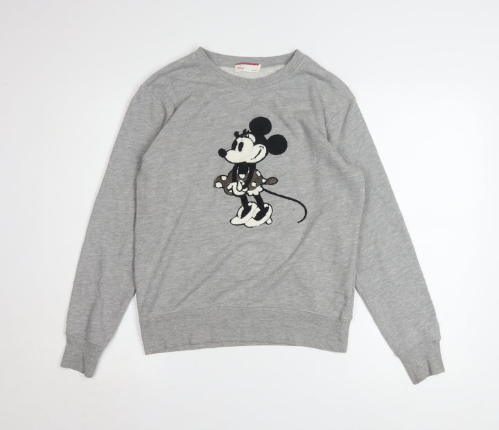 Disney Women Grey Minnie Mouse Pullover Sweatshirt Medium