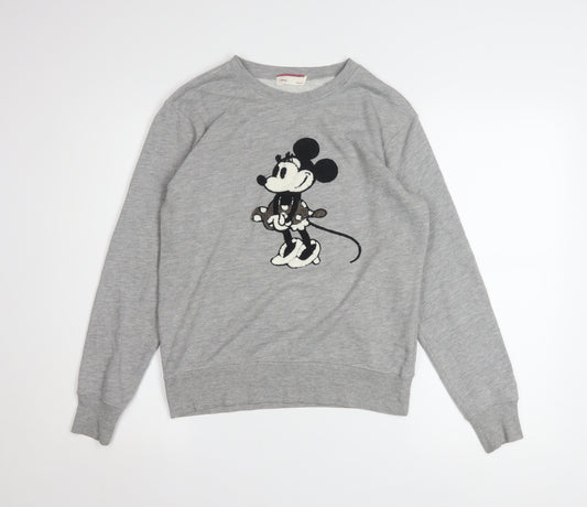Disney Women Grey Minnie Mouse Pullover Sweatshirt Medium