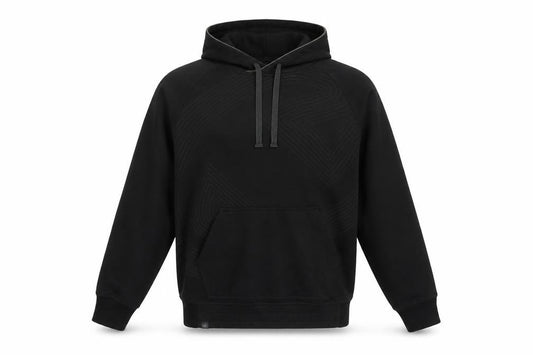 Front view of Champion Men's Black Pullover Hoodie Medium Sportswear