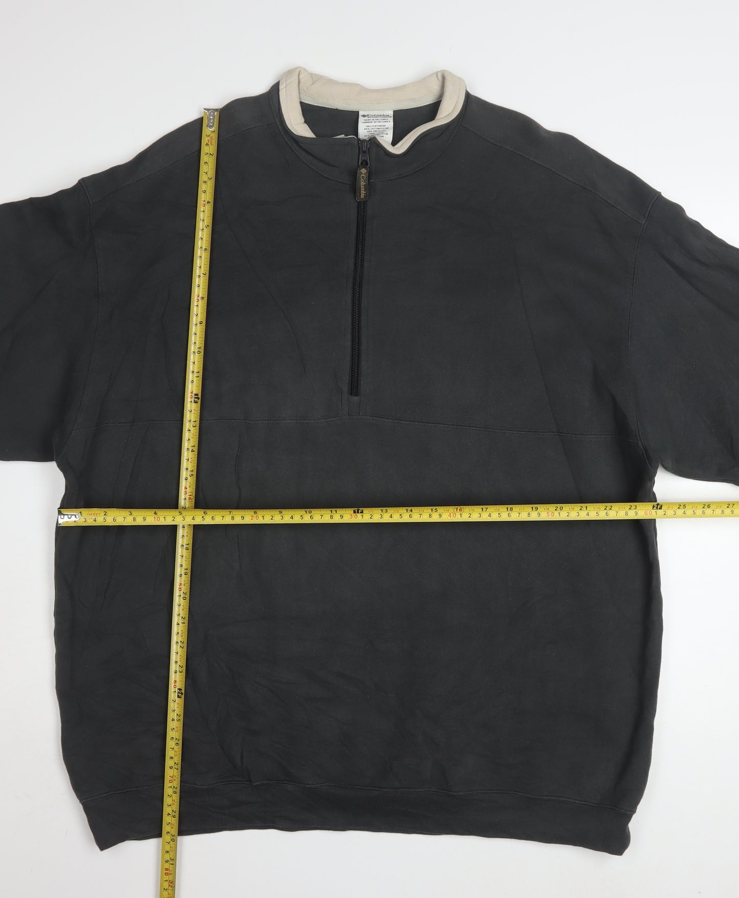 Columbia Men's Black XXL 1/2 Zip Pullover Sweatshirt Fleece Cotton Blend