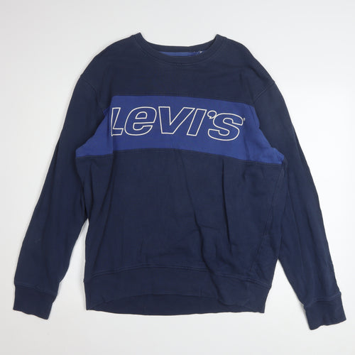 Levi's Men's Blue Crew Neck Cotton Graphic Sweatshirt Size L