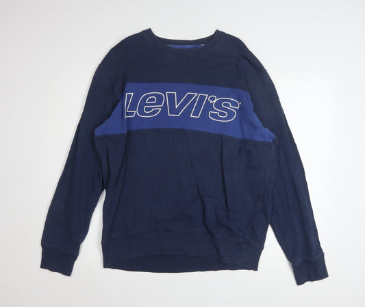 Levi's Men's Blue Crew Neck Cotton Graphic Sweatshirt Size L