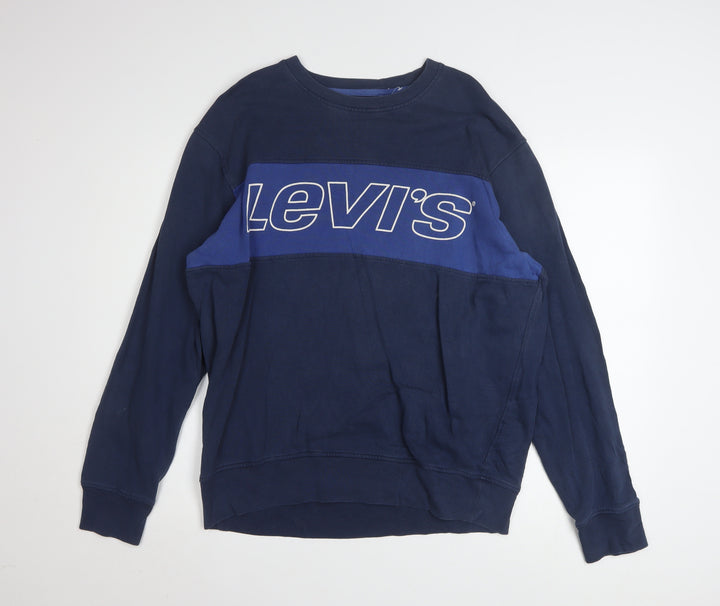 Levi's Men's Blue Crew Neck Cotton Graphic Sweatshirt Size L