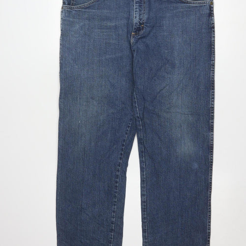 Wrangler Mens Blue 36x30 Straight Fit Denim Jeans