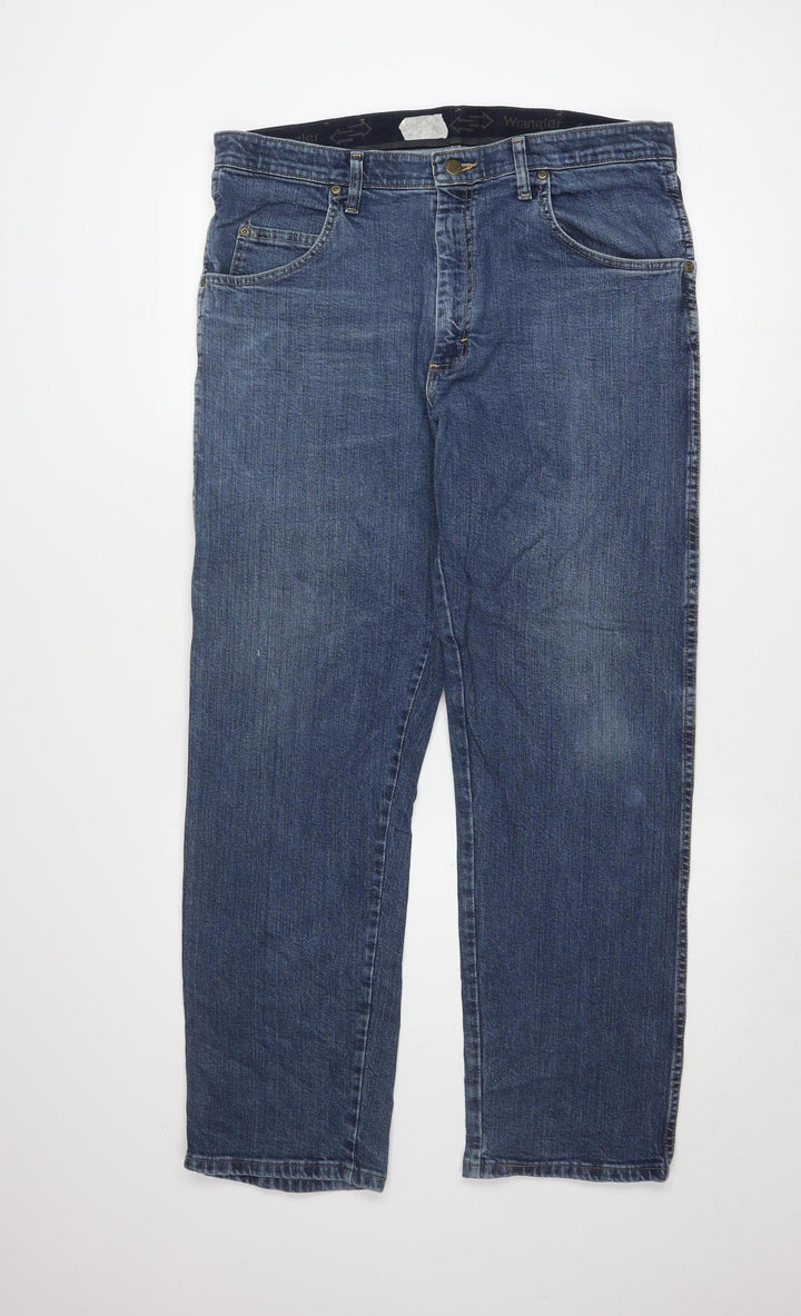 Wrangler Mens Blue 36x30 Straight Fit Denim Jeans