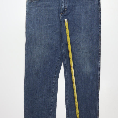 Wrangler Mens Blue 36x30 Straight Fit Denim Jeans