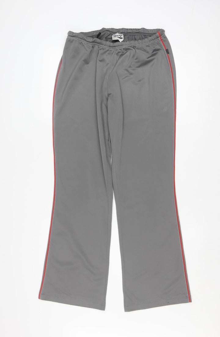 Arena Womens Grey Track Pants Size 14 Flared Elastic Waist Polyester