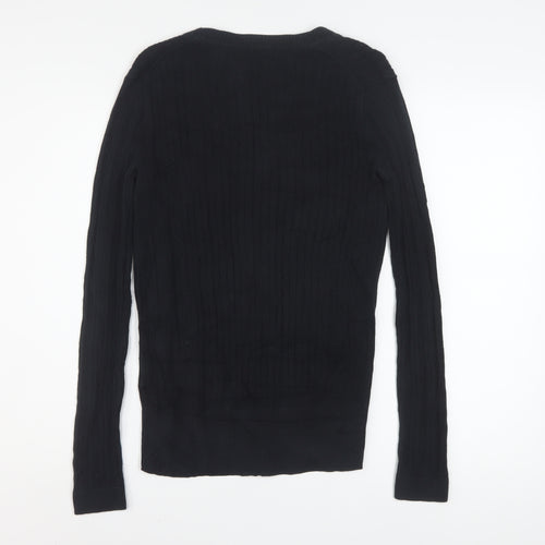 Tommy Hilfiger Women's Black V-Neck Cotton Pullover Jumper M