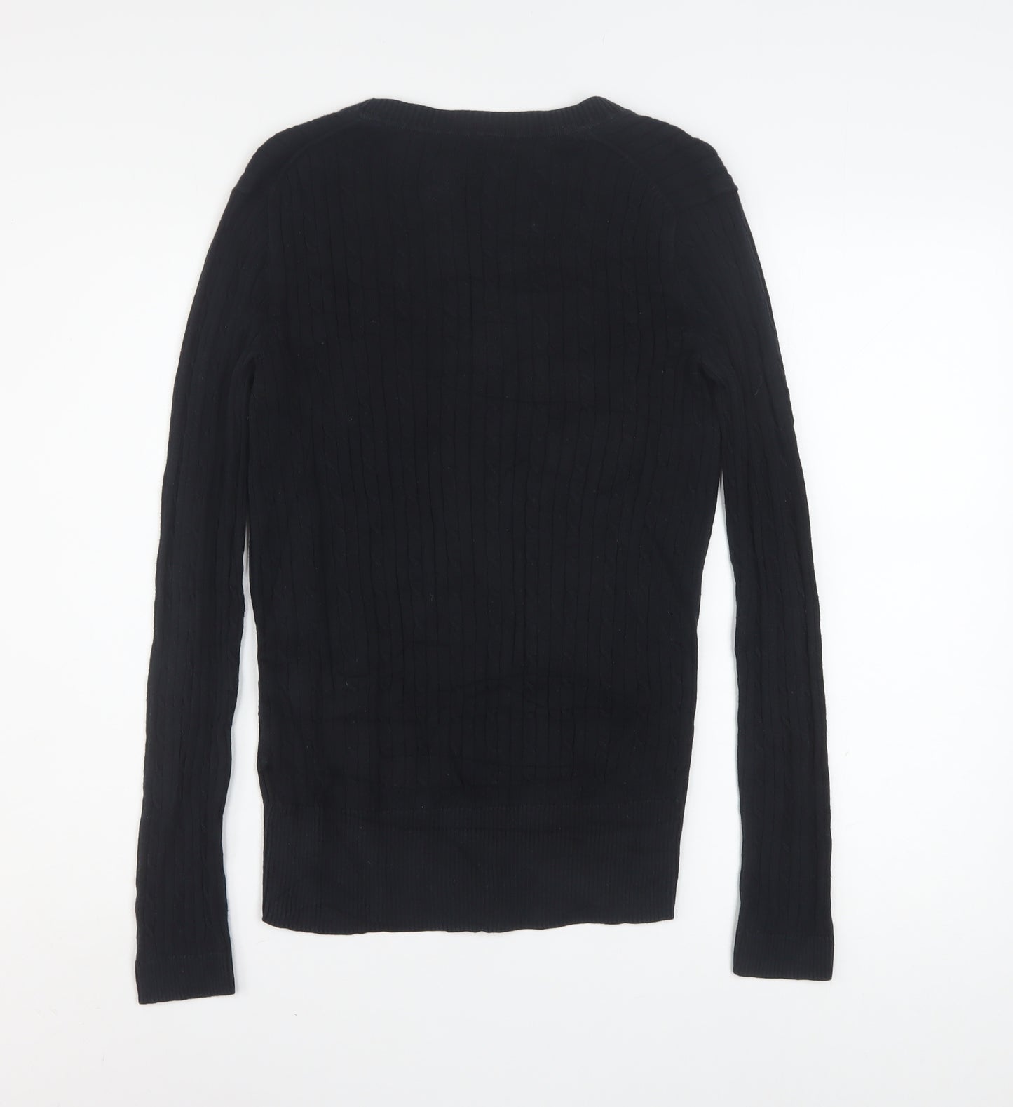 Tommy Hilfiger Women's Black V-Neck Cotton Pullover Jumper M