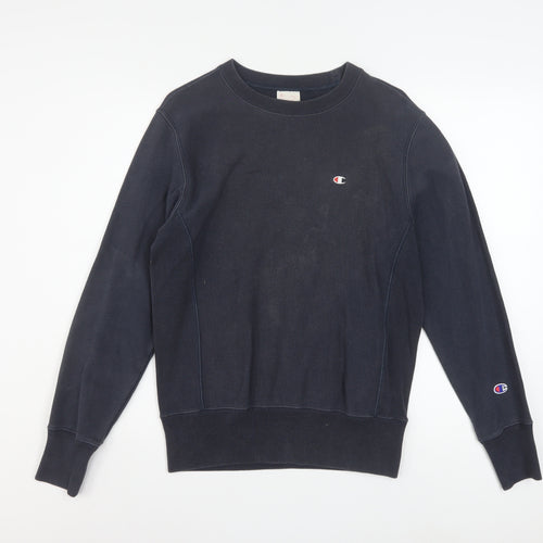 Champion Mens Blue Reverse Weave Crew Neck Sweatshirt Size S