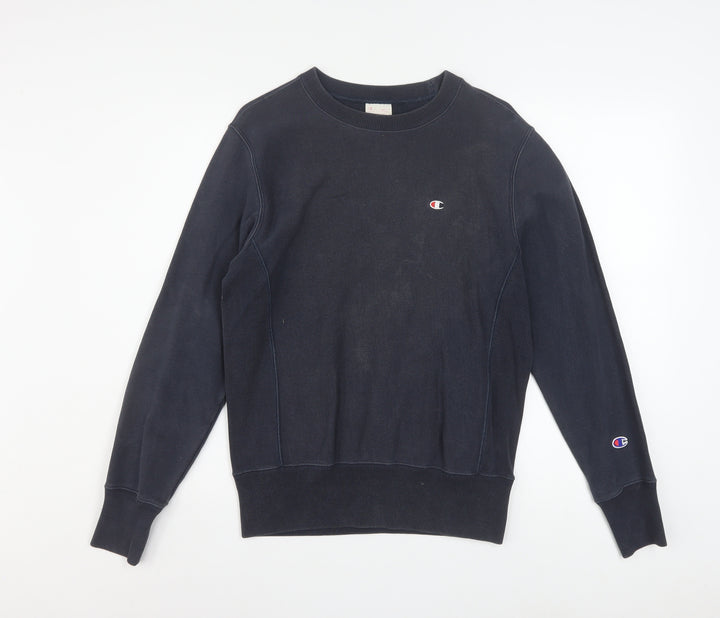 Champion Mens Blue Reverse Weave Crew Neck Sweatshirt Size S