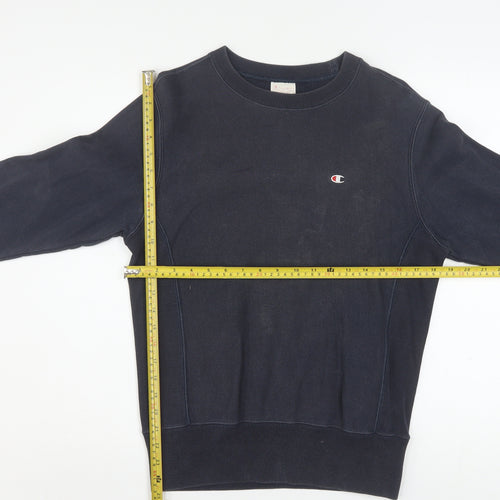 Champion Mens Blue Reverse Weave Crew Neck Sweatshirt Size S