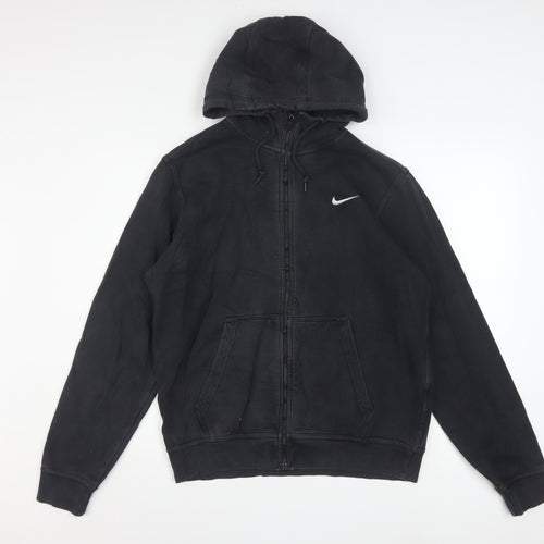 Nike Men's Black Full Zip Hoodie Medium Cotton Fleece